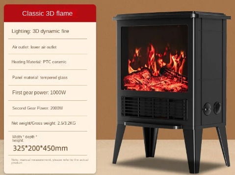 3D Electric Fireplace Heater