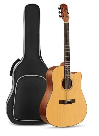 Classic Natural Wood Acoustic Guitar with Padded Case